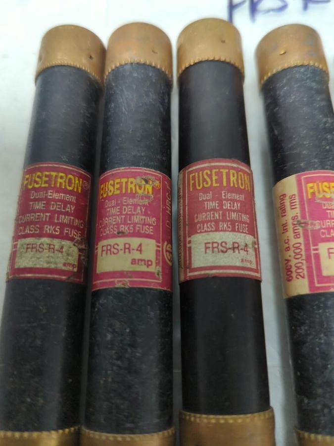 Used COOPER BUSSMANN,FRS-R-4,FUSETRON 4 AMP FUSE LOT OF 5 PRE-OWNED