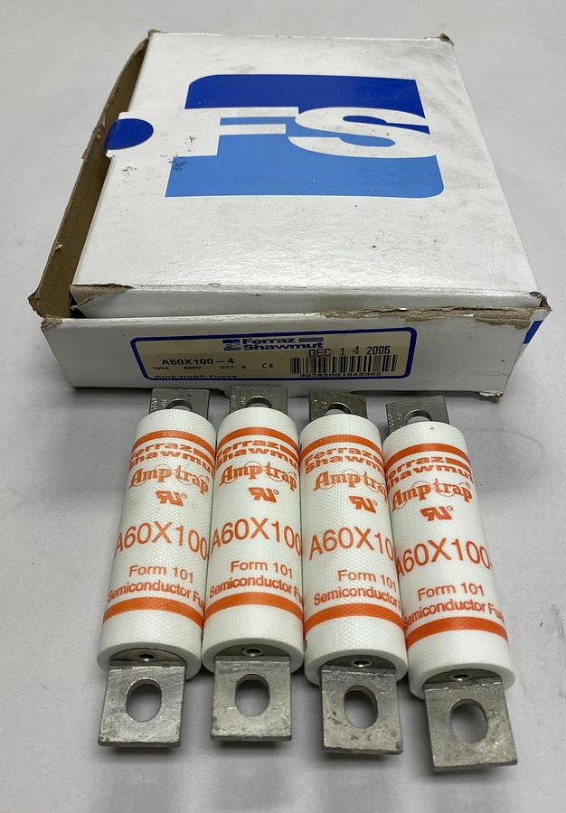 Ferraz Shawmut,A60X100-4,Power Fuse 100A 600VAC Lot Of 4 NOS