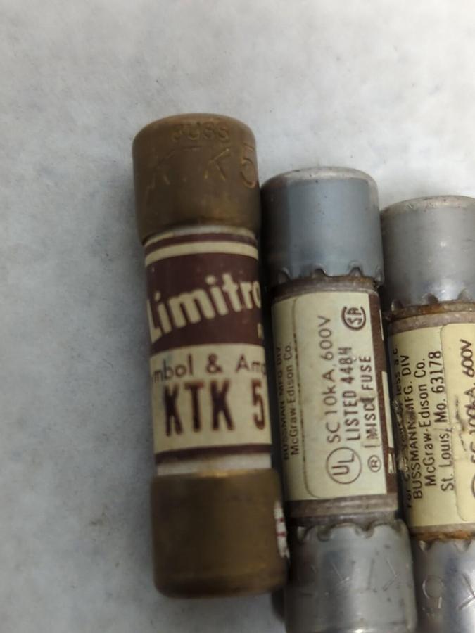 COOPER BUSSMANN,KTK 5,LIMITRON 5 AMP FUSE LOT OF 4 NOS