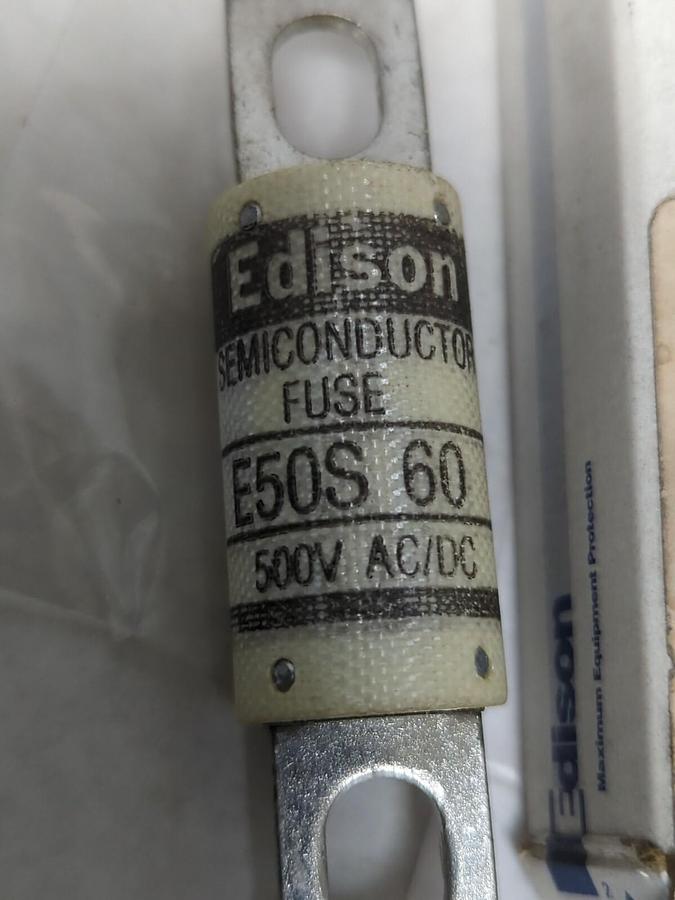 EDISON,E50S60,SEMICONDUCTOR 60 AMP FUSES LOT OF 3 NOS