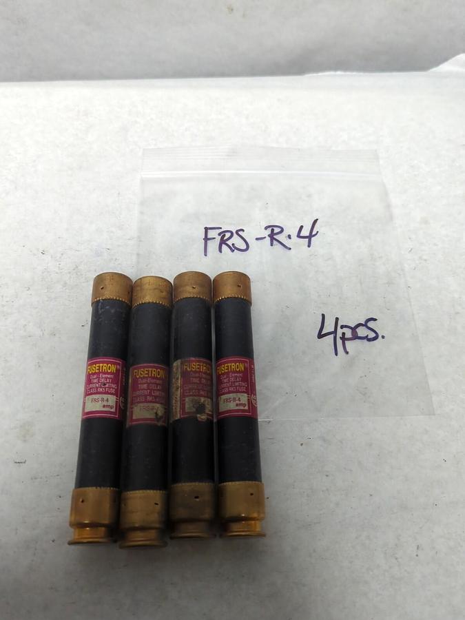Used COOPER BUSSMANN,FRS-R-4,FUSETRON 4 AMP FUSE LOT OF 4 PRE-OWNED