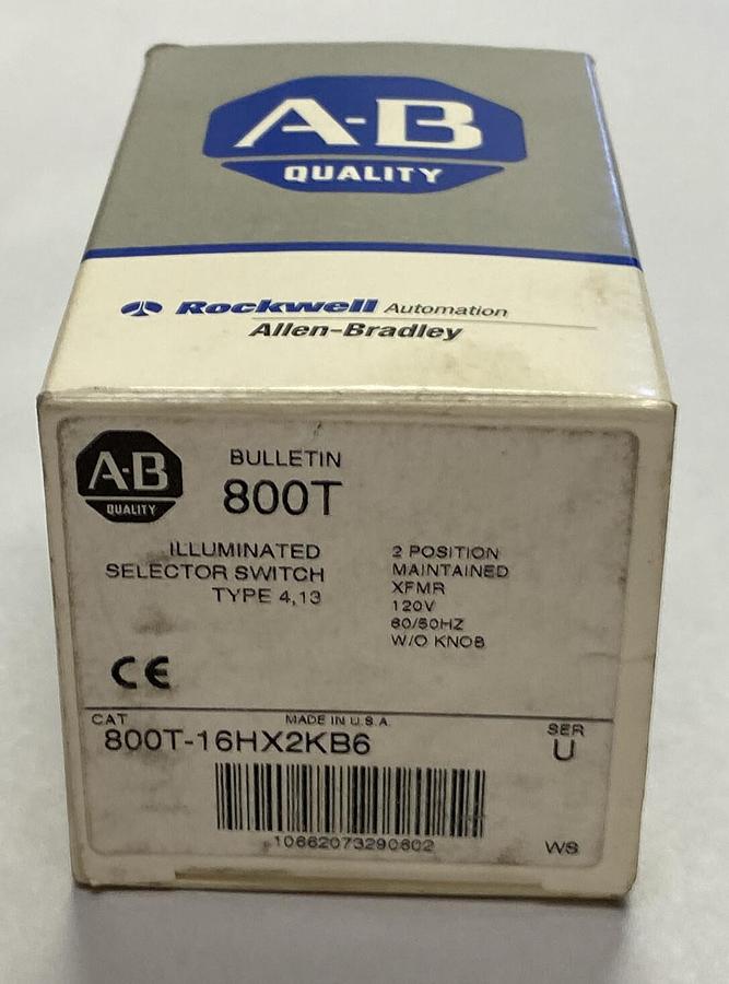 Used ALLEN BRADLEY,800T-16HX2KB6,SER U ILLUMINATED SELECTOR SWITCH NEW