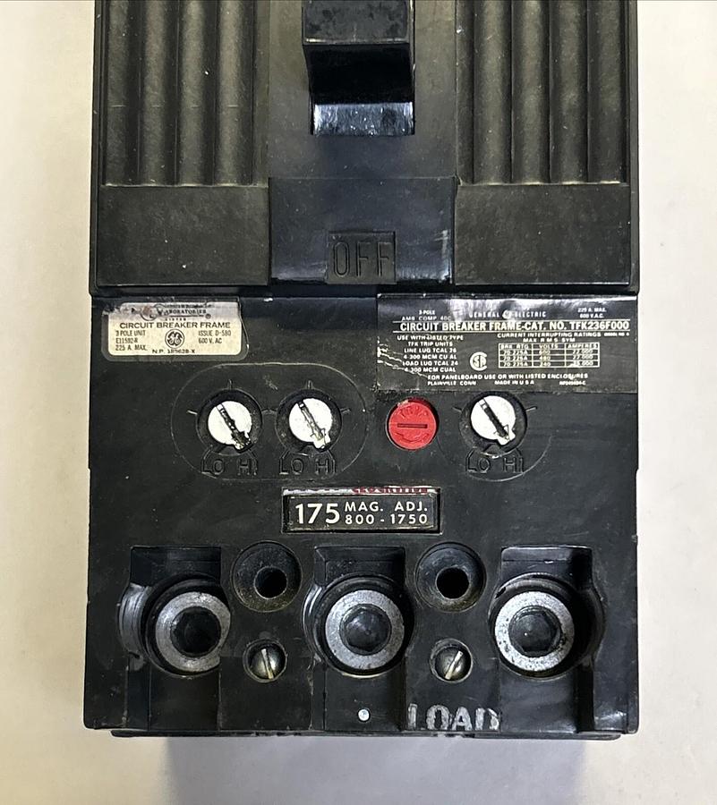 Used GENERAL ELECTRIC,TFK236F000,CIRCUIT BREAKER 225A 600V 3P