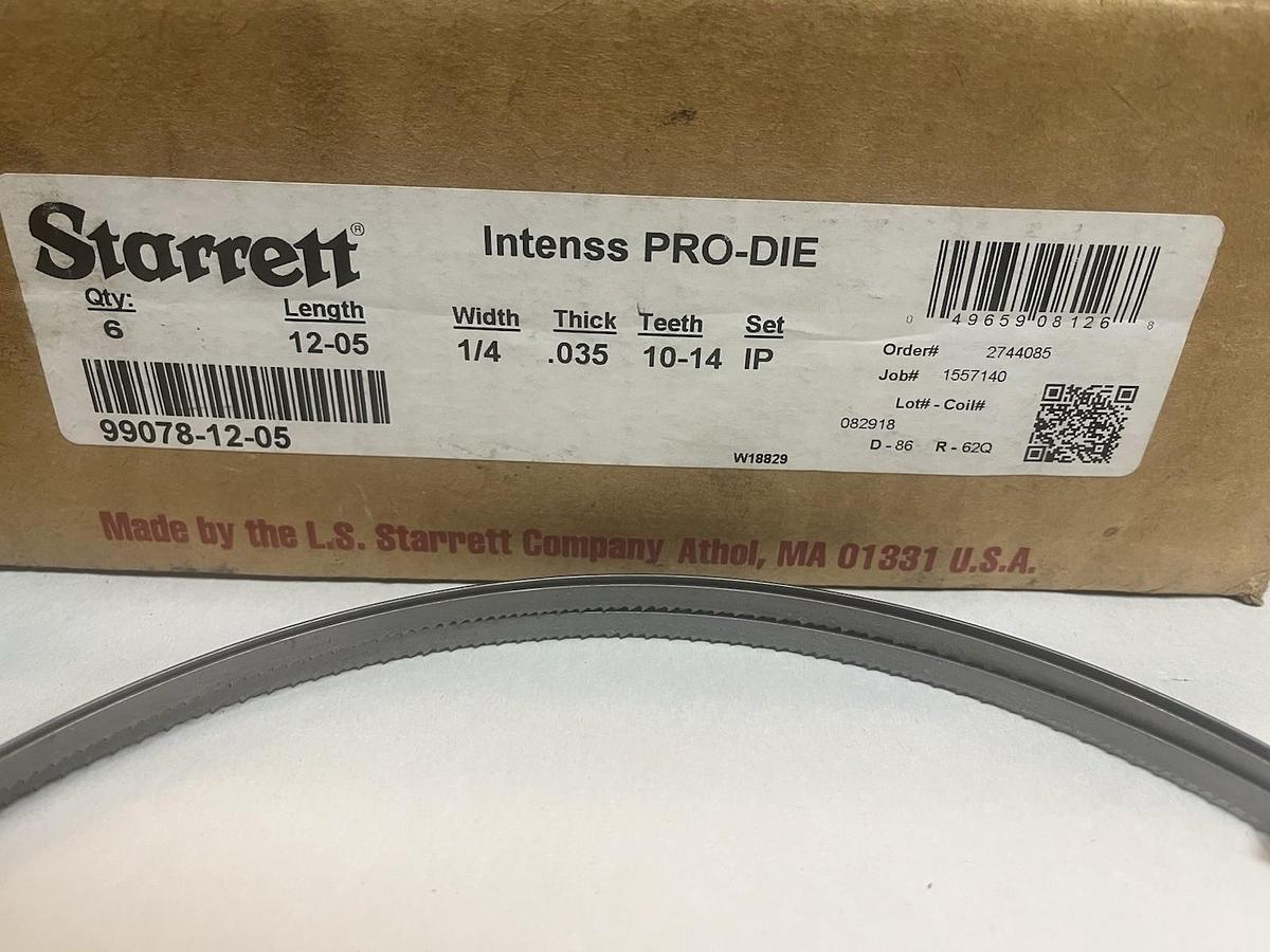 Used STARRETT,49659-08126,INTESS PRO-DIE BANDSAW BLADE LENGTH 12-05" W 1/4" LOT OF 3