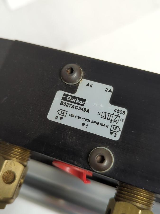 Used PARKER,CBC3MAUS14AC,CYLINDER WITH B62TAC549A SOLENOID VALVE ASSEMBLY PRE-OWNED