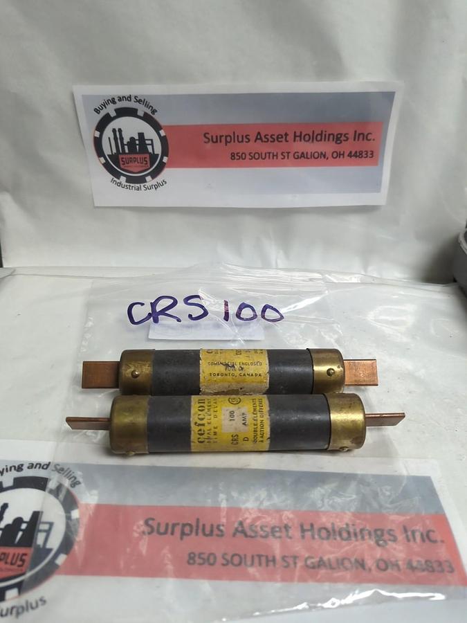 Used CEFCON,CRS-100,TIME-DELAY 100 AMP FUSE LOT OF 2 PRE-OWNED