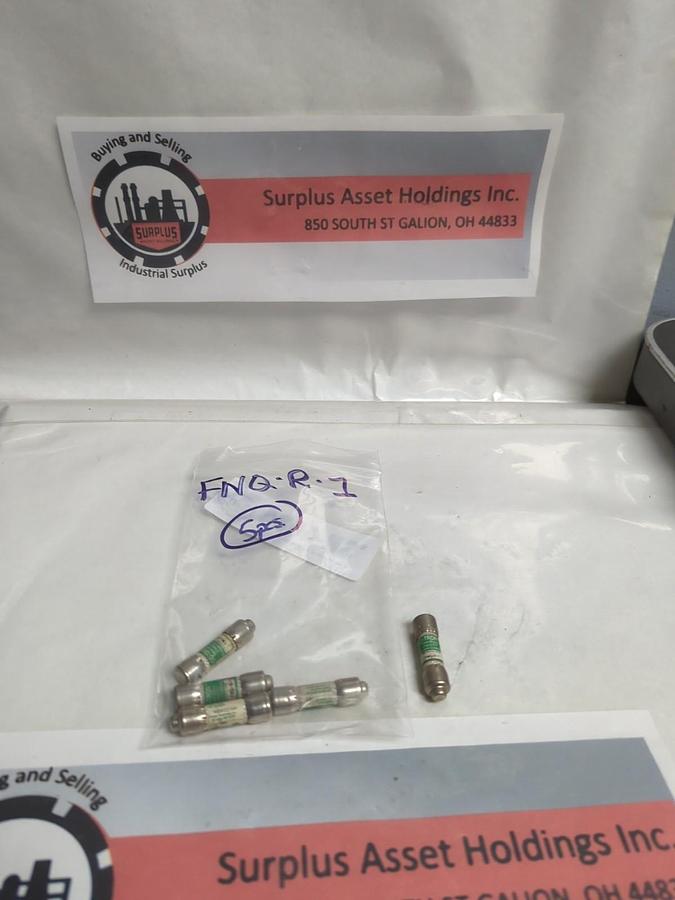 Used COOPER BUSSMANN,FNQ-R-1,CC TRON 1 AMP FUSE LOT OF 5 PRE-OWNED