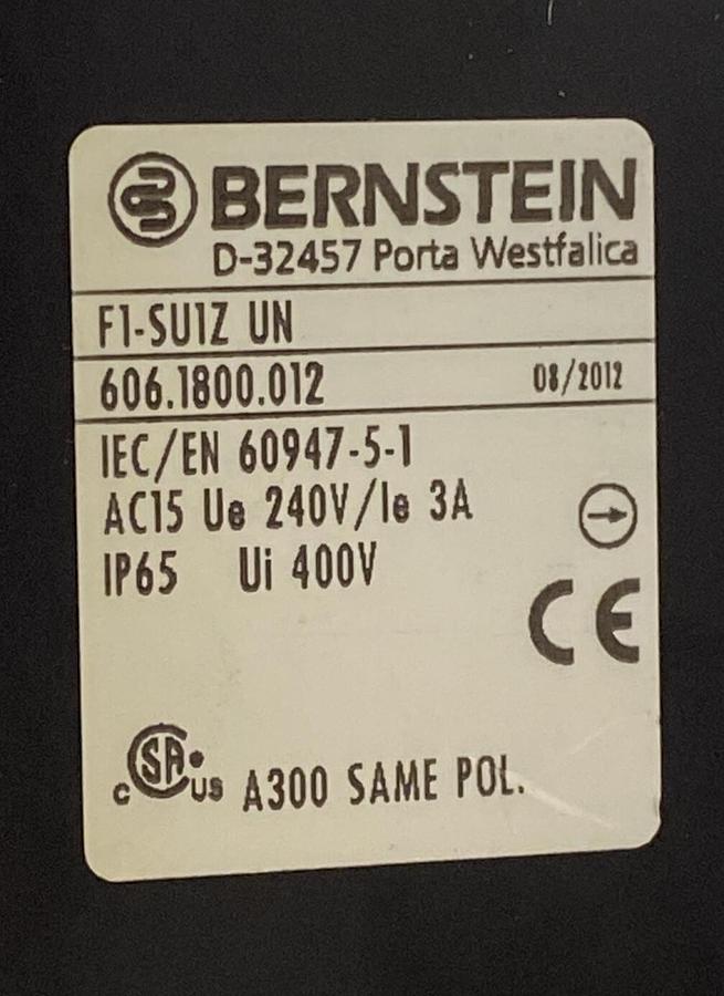 Bernstein,F1-SU1Z UN,Industrial Heavy Duty Foot Switch NOS