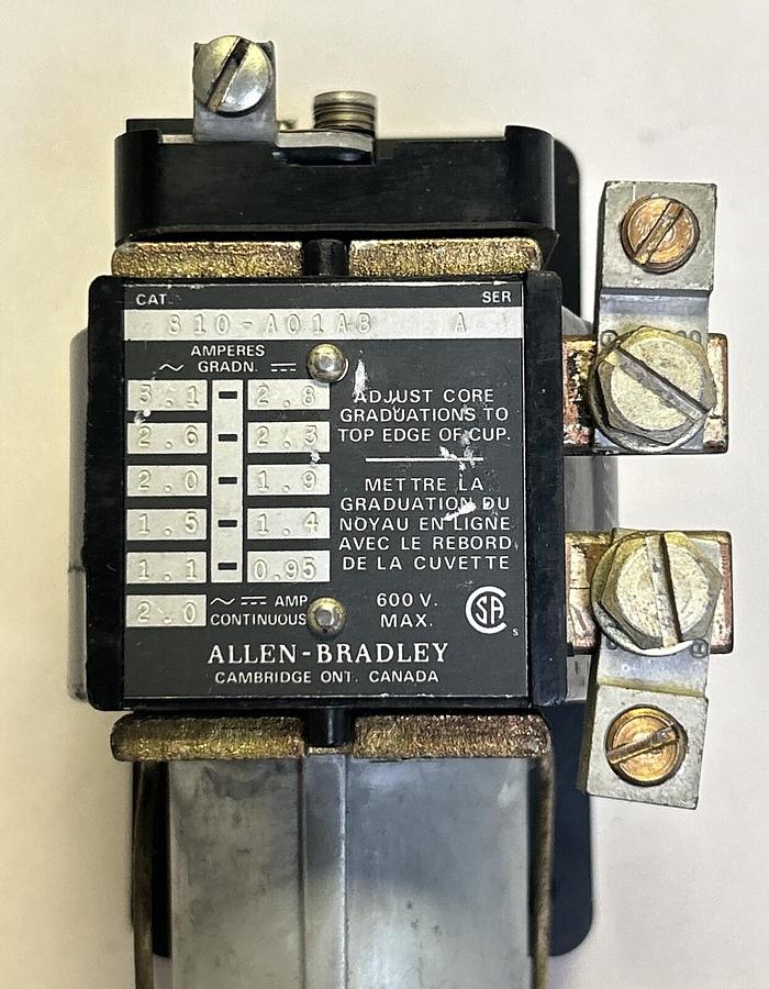 Used ALLEN BRADLEY,810-A01AB,MAGNETIC OVERLOAD RELAY