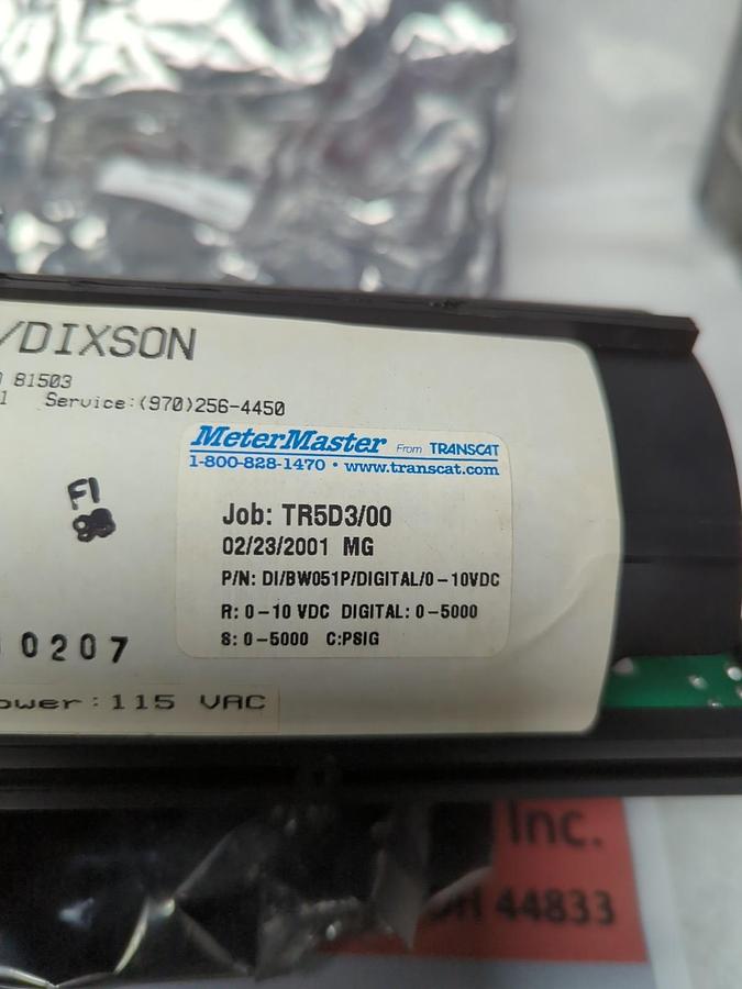AMETEK/DIXSON,BW051P,PROGRAMMABLE BAR GRAPH PSIG METER PRIMARY POWER 115VAC NOS