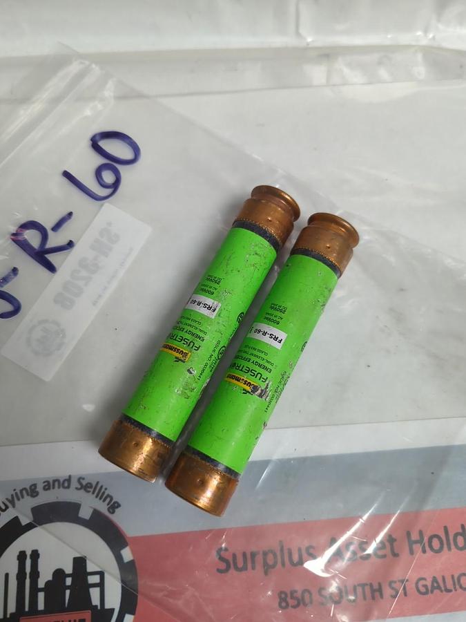 Used COOPER BUSSMANN,FRSR60,FUSETRON 60 AMP FUSE LOT OF 2 PRE-OWNED