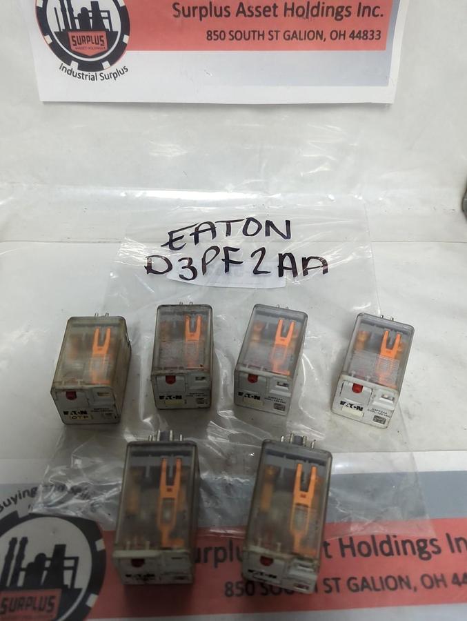 Used EATON,D3PF2AA,RELAY 120VAC LOT OF 6 PRE-OWNED