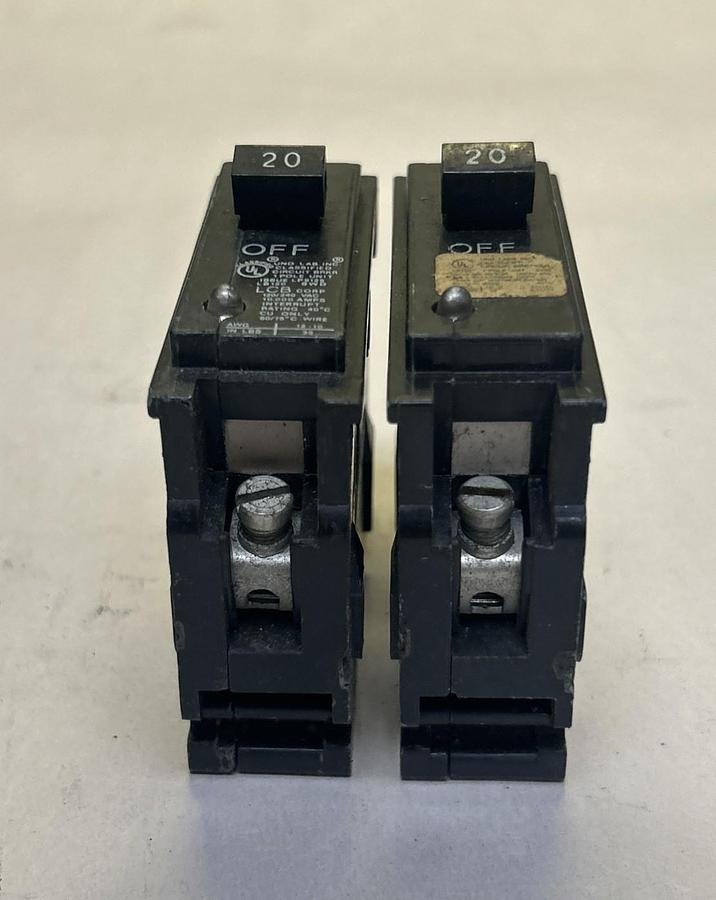 Used LCB,LB120,CIRCUIT BREAKER 20A 120/240V 1P LOT OF 2