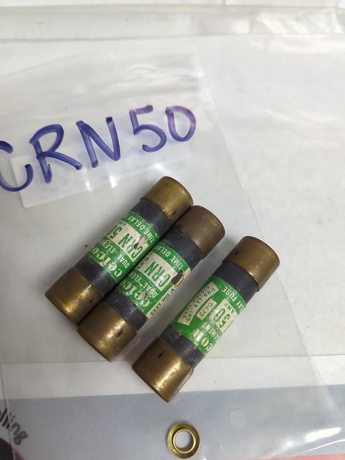 Used CEFCON,CRN-50,DUAL ELEMENT 50 AMP FUSE LOT OF 3 PRE-OWNED