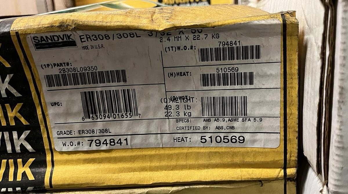 SANDVIK,2B308L09350,WELD WIRE ER308/308L 3/32" 50LB COIL