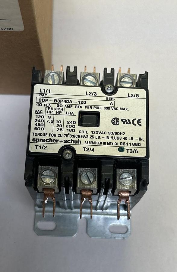 SPRECHER & SCHUH,CDP-B3P40A-120,CONTACTOR NOS