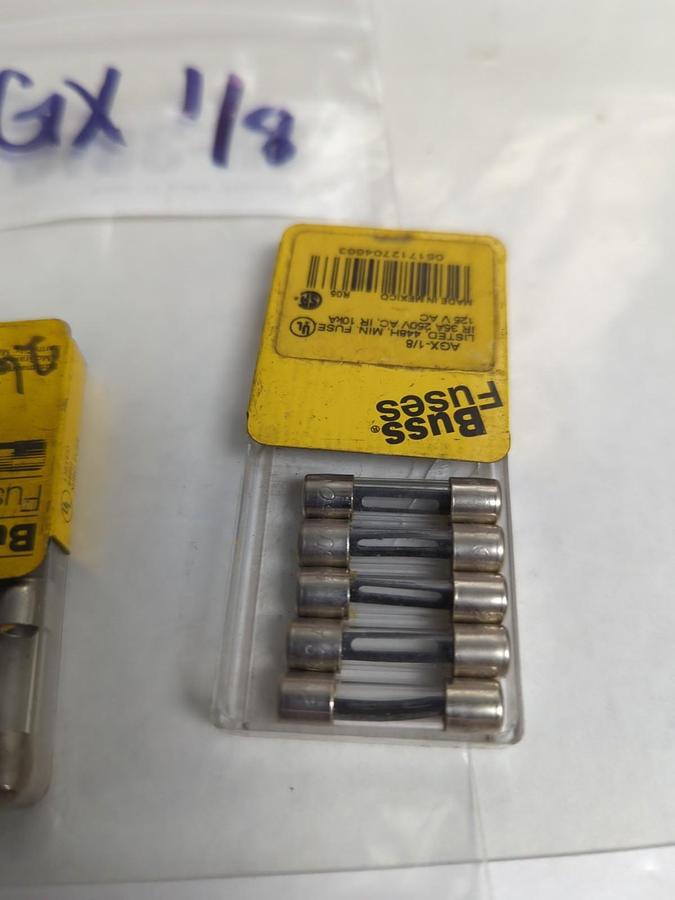 COOPER BUSSMANN,AGX-1/8,1/8 AMP FUSE LOT OF 8 NOS