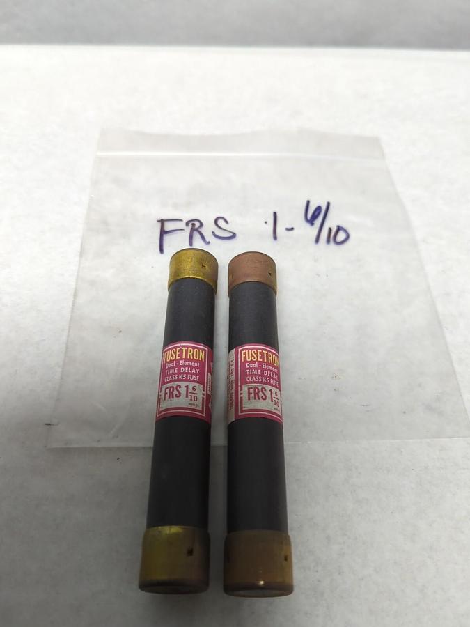 Used COOPER BUSSMANN,FRS-R 1-6/10,FUSETRON 1-6/10 AMP FUSE LOT OF 2 PRE-OWNED