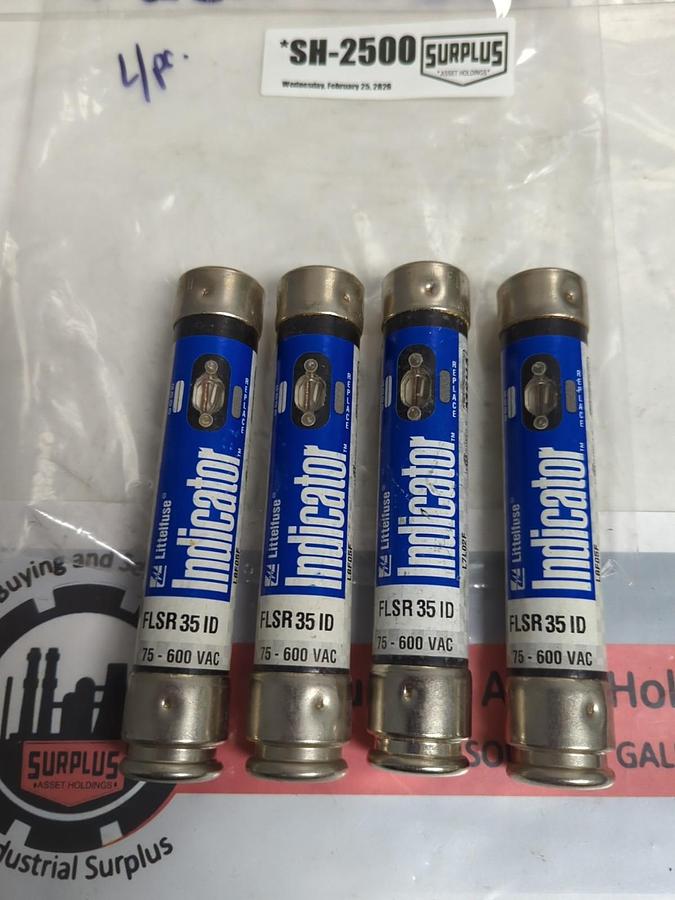 Used LITTELFUSE,FLSR35ID,INDICATOR 35 AMP FUSE LOT OF 4 PRE-OWNED