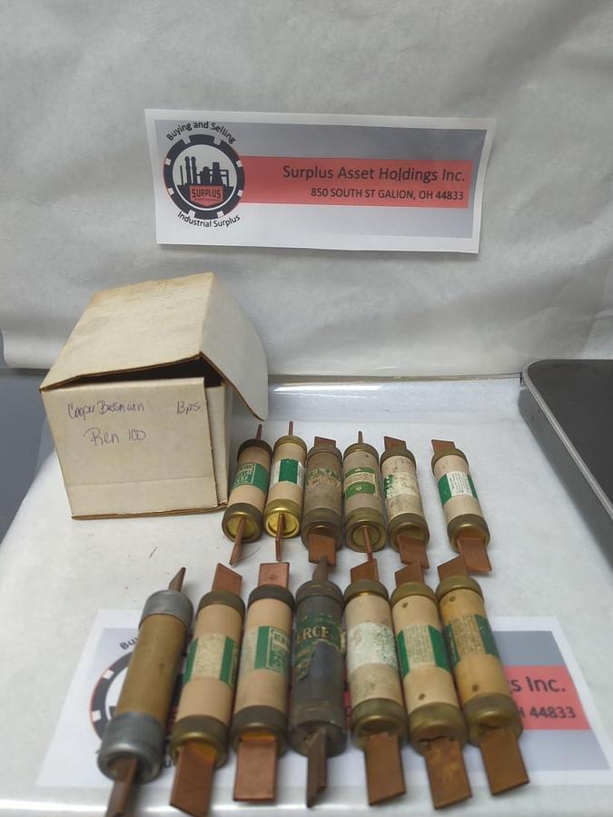 COOPER BUSSMANN,REN 100,SUPER-LAG RENEWABLE FUSE 100 AMP LOT OF 13 PRE-OWNED