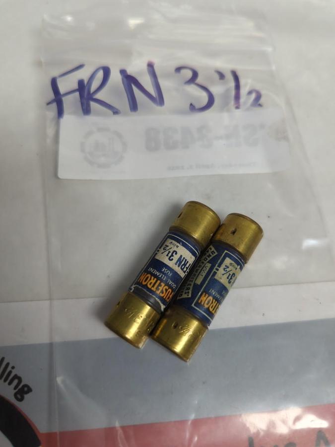 Used COOPER BUSSMANN,FRN-3-1/2,FUSETRON 3-1/2 AMP FUSE LOT OF 2 PRE-OWNED