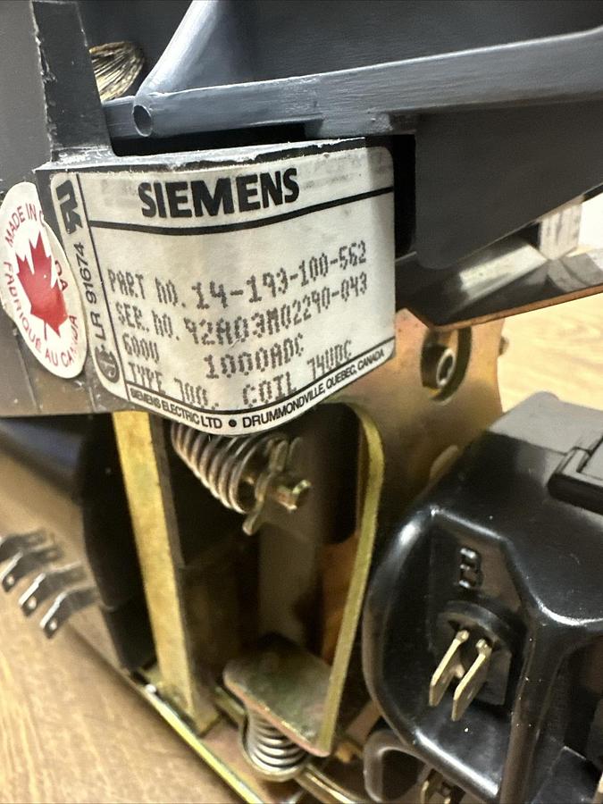 Siemens,14-193-100-562,DC Contactor 600V 1000ADC