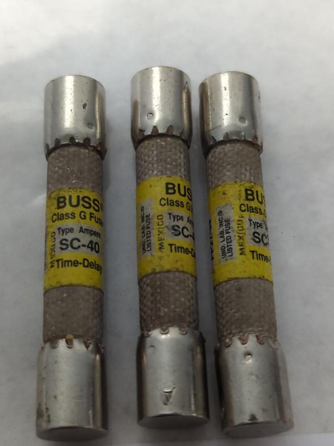 Used COOPER BUSSMANN,SC-40,CLASS G FUSE 40 AMP LOT OF 3 PRE-OWNED