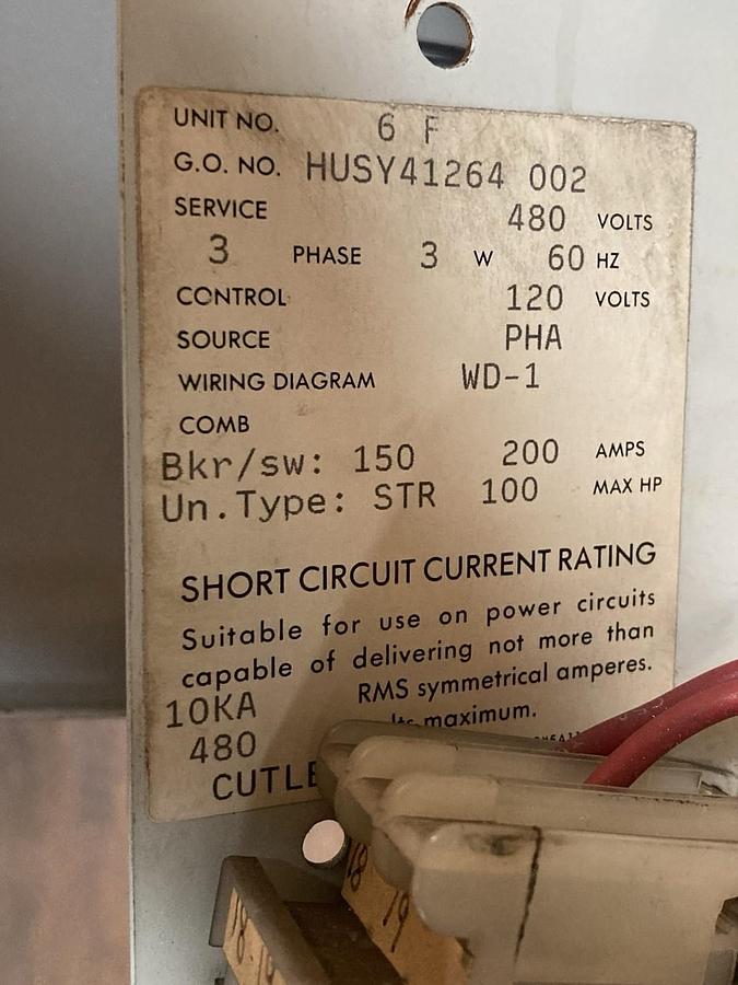 Used Cutler-Hammer,Size 4,MCC Starter Bucket W200M4CFC 150A BREAKER