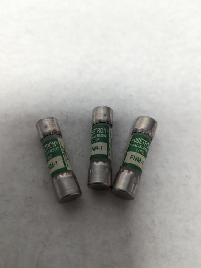 Used COOPER BUSSMANN,FNM-1,FUSETRON 1 AMP FUSE LOT OF 3 PRE-OWNED