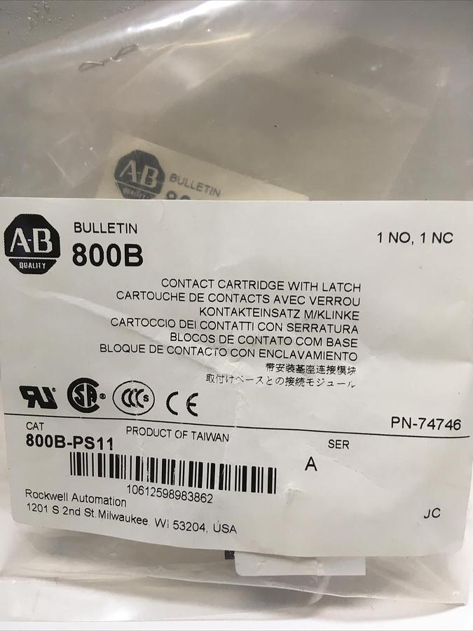 Allen-Bradley,800B-ALC7,Clear Lens Cap w/ 800B-PS11 Contact Cartridge with Latch