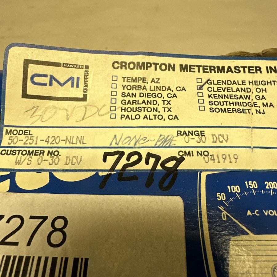 Yokogawa,50-251-420-NLNL,0-30 VDC Panel Meter