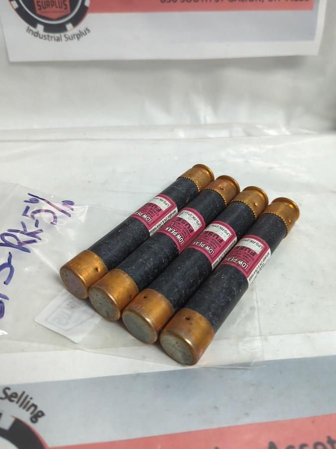 Used COOPER BUSSMANN,LPS-RK-5-6/10,LOW-PEAK 5-6/10 AMP FUSE LOT OF 4 PRE-OWNED