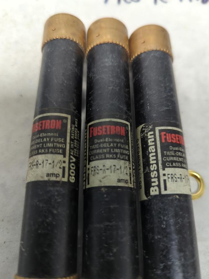 Used COOPER BUSSMANN,FRS-R-17-1/2,FUSETRON 17-1/2 AMP FUSE LOT OF 3 PRE-OWNED