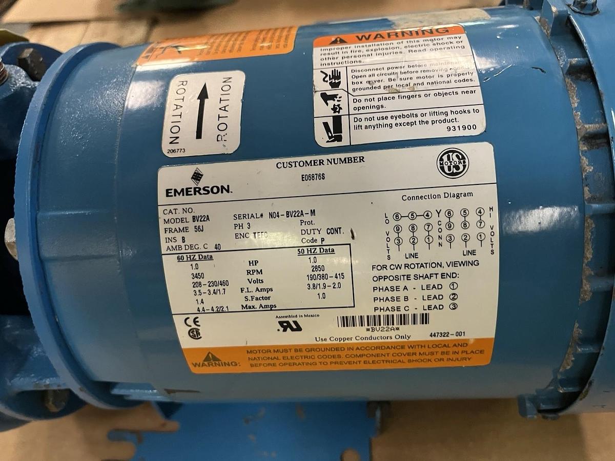 Used GOULDS,2BF21034,CENTRIFUGAL PUMP 1-1/4X1-1/2X5 3642 1HP 3450RPM 3PH