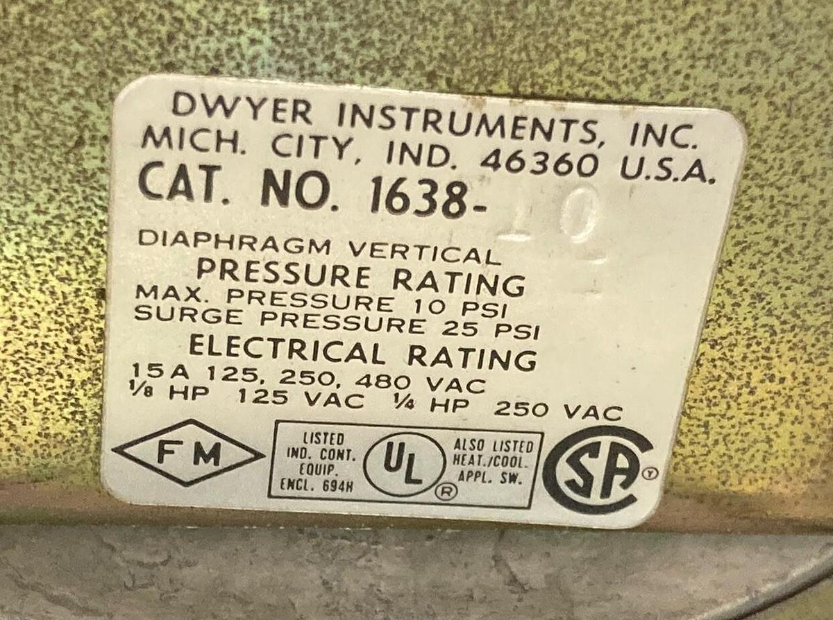 Dwyer,1638-10,Differential Pressure Switch
