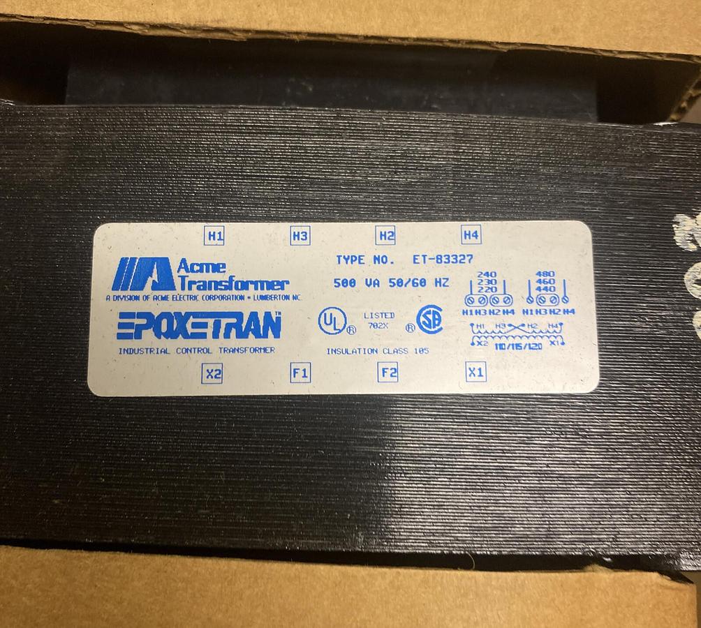 Acme,ET-83327,Transformer 500VA NOS