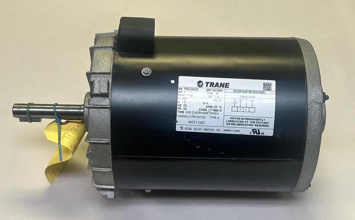 Used TRANE,P56C26A05,MOTOR 1HP 460V 1140RPM 3PH 56 FRAME