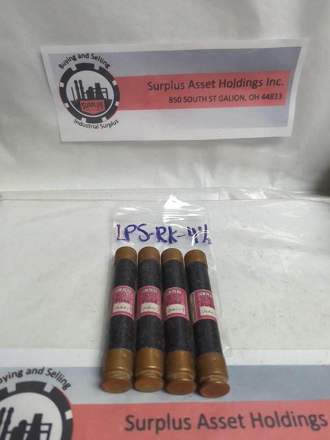 Used COOPER BUSSMANN,LPS-RK-4-1/2,LOW-PEAK 4-1/2 AMP FUSE LOT OF 4 PRE-OWNED