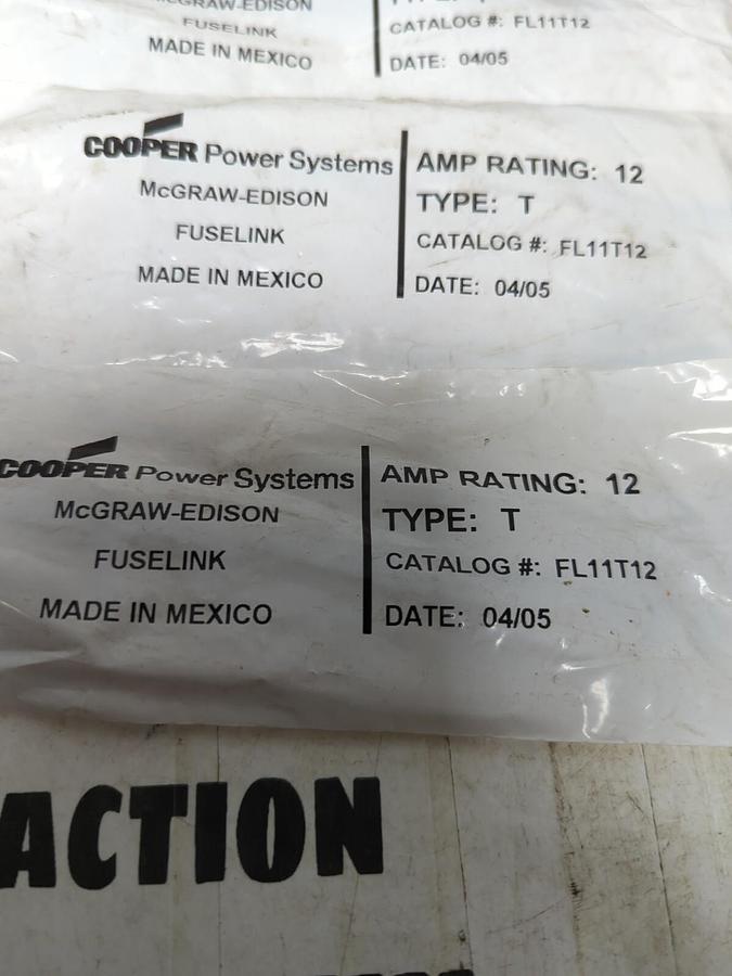 COOPER POWER SYSTEMS,FL11T12,FUSE LINKS TYPE: T 12 AMP LOT OF 3 NOS