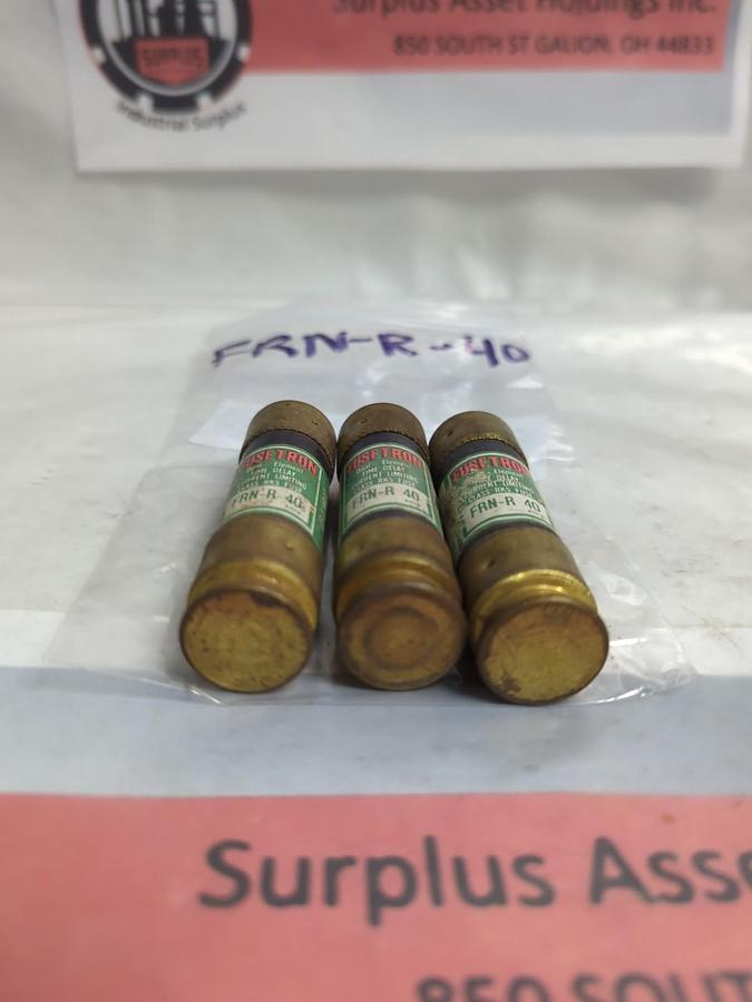 Used COOPER BUSSMANN,FRN-R-40,FUSETRON 40 AMP FUSE LOT OF 3 PRE-OWNED