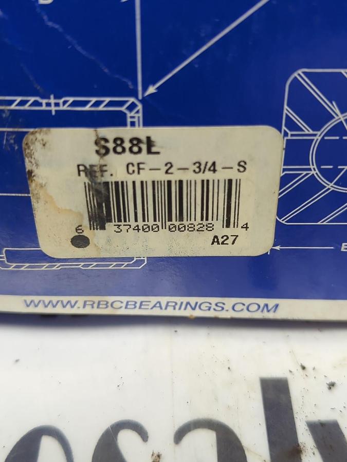 RBC,S88L,CAM FOLLOWER 2-3/4 IN X 1-1/2 IN ROLLER 1 IN X 2-1/4 IN STUD NOS