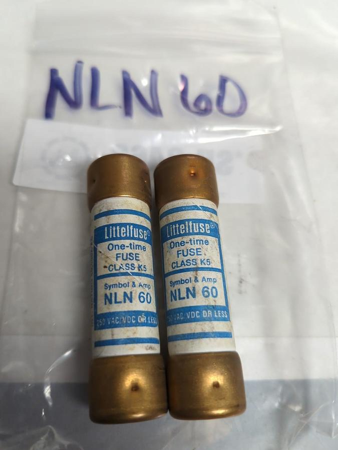 Used LITTELFUSE,NLN60.ONE-TIME 60 AMP FUSE LOT OF 2 PRE-OWNED