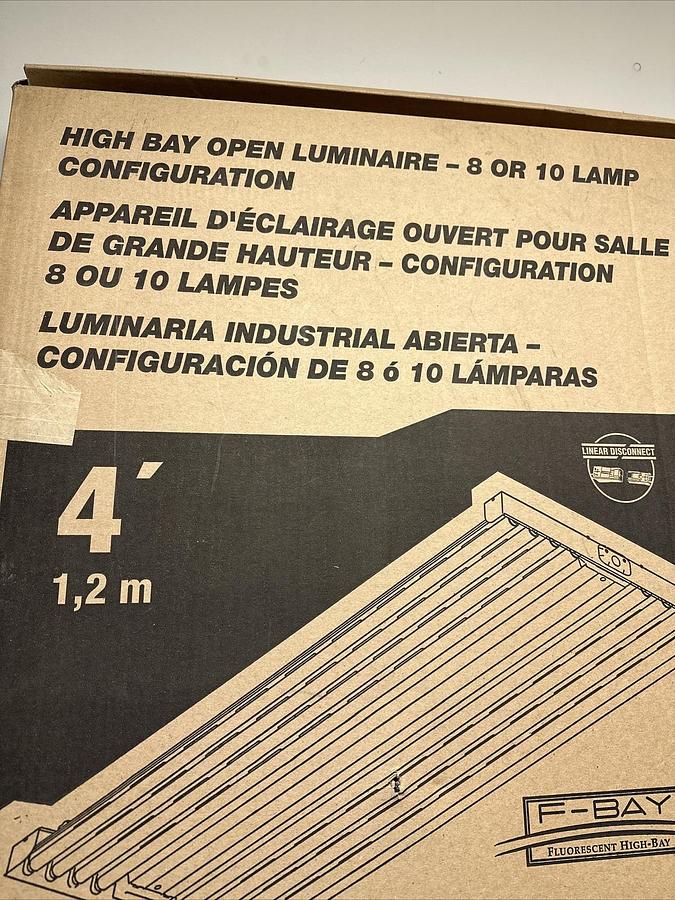 Used Cooper Lighting,HBE-454T5,Metalux High Bay Light Fixture 4' 8 or 10 Lamp Config.