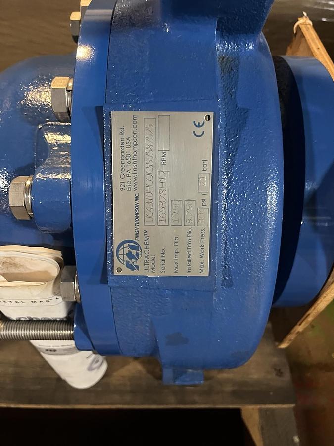 Used FTI,UC4310,ULTRACHEM 4"X3X10 SEALLESS MAGNETIC PLASTIC LINED CHEMICAL PUMP 20HP