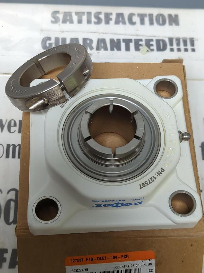 DODGE,127597 F4B-DLEZ-104-PCR,FLANGE MOUNT BEARING 4-BOLT BASE 1-1/4 IN BORE NOS