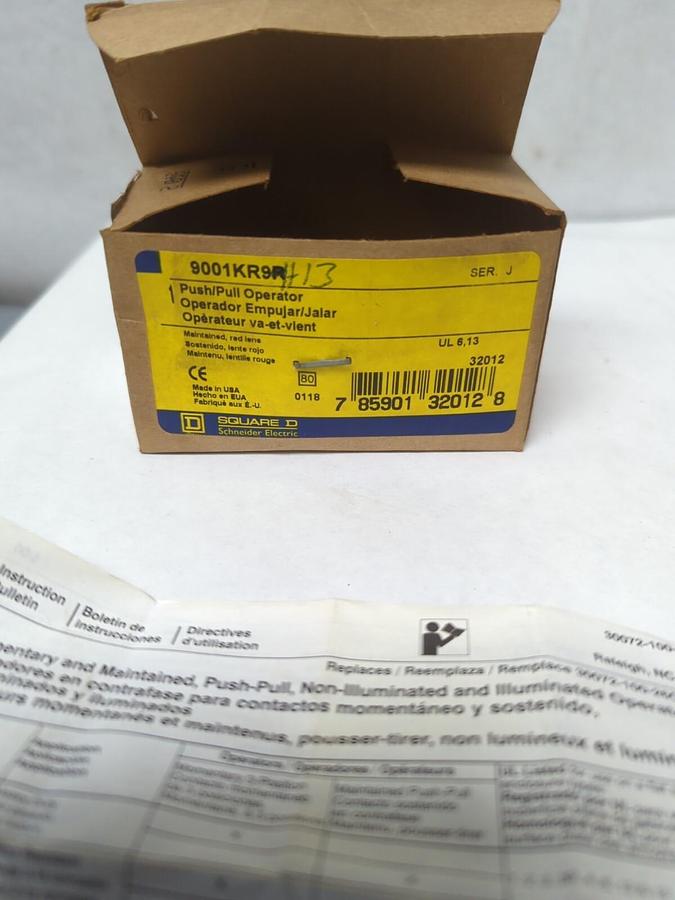 SQUARE D,KR9RH13,E-STOP EMERGEWNCY STOP PUSH/PULL OPERATOR NOS