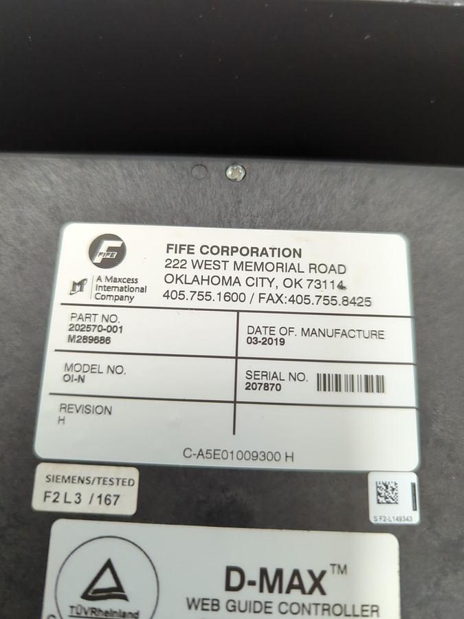 Used FIFE,202570-001,D-MAX WEB GUIDE CONTROLLER PRE-OWNED