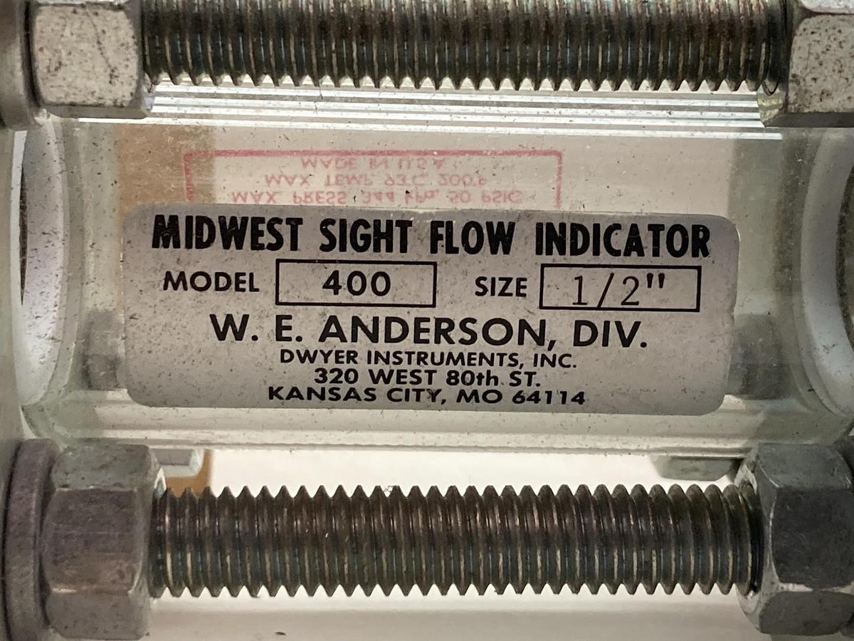 Dwyer Midwest,Model 400,Sight Flow Indicator Size 1/2 Inch