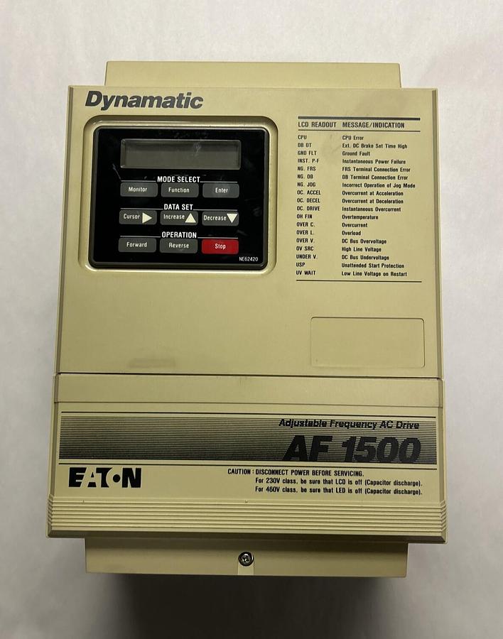 Used EATON DYNAMATIC,AF-150302-0480,ADJUSTABLE FREQUENCY DRIVE 3HP 480VAC