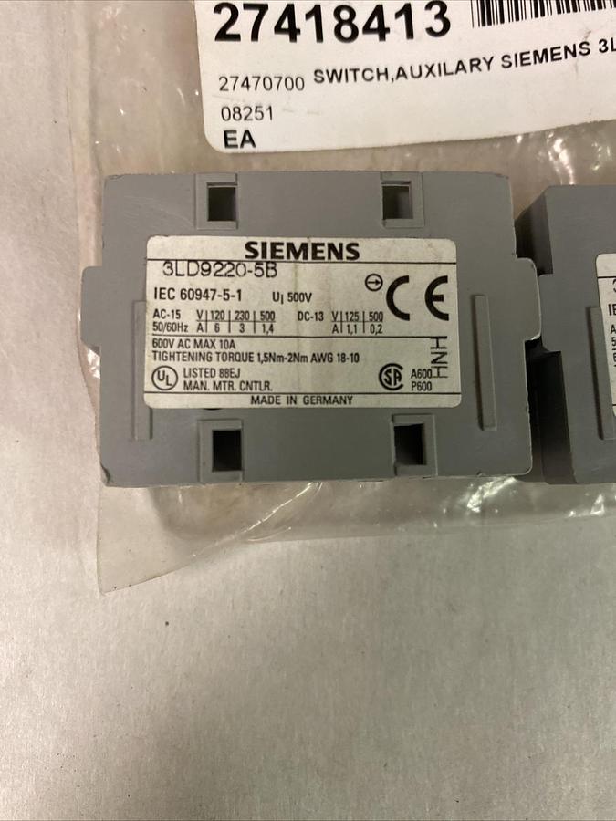 SIEMENS ,3LD9220-5B,AUXILLARY CONTACT LOT OF 2